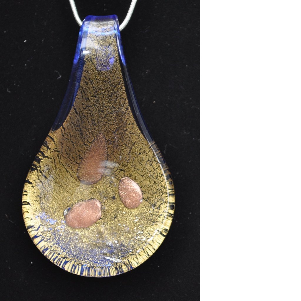 Black Gold Lampwork Focal Glass Pendant With 925 Silver Necklace 2143 36$